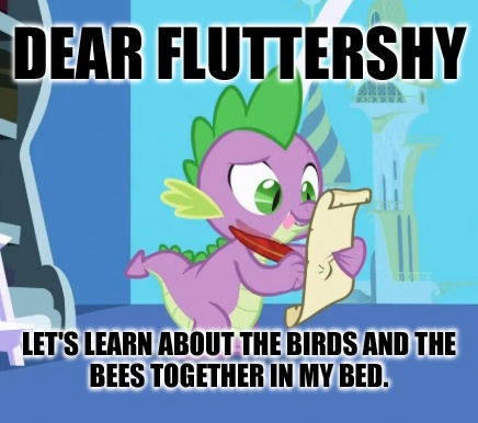 Size: 436x386 | Tagged: suggestive, derpibooru import, edit, edited screencap, screencap, spike, dragon, friendship is magic, caption, image macro, letter, male, meme, quill, spike's love letters, tongue out