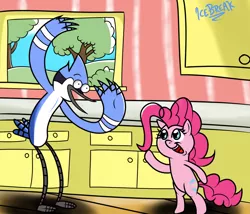 Size: 900x771 | Tagged: artist:icebreak23, crossover, derpibooru import, mordecai, pinkie pie, regular show, safe