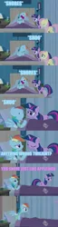 Size: 500x1956 | Tagged: ashleigh ball, comic, derpibooru import, fluttershy, rainbow dash, safe, snoring, twilight sparkle, voice actor joke