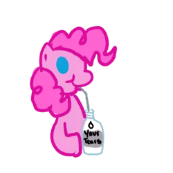 Size: 360x360 | Tagged: artist needed, crying, derpibooru import, drama, drinking, pinkie pie, safe, straw, your tears are delicious