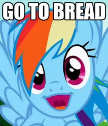 Size: 460x539 | Tagged: cropped, derpibooru import, edit, edited screencap, faic, go to bread, looking at you, may the best pet win, open mouth, ponyface, rainbow dash, safe, screencap, simpsons did it, smiling, solo, the simpsons, uvula