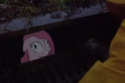 Size: 490x326 | Tagged: safe, derpibooru import, pinkie pie, pony, it, pinkamena diane pie, pinkiewise, stephen king, stephen king's it, storm drain