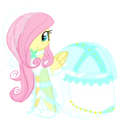 Size: 600x600 | Tagged: alternate hairstyle, artist:anaxboo, clothes, derpibooru import, dress, fluttershy, safe, wedding dress