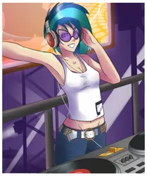 Size: 861x1030 | Tagged: safe, artist:sallymon, derpibooru import, vinyl scratch, human, female, humanized, solo