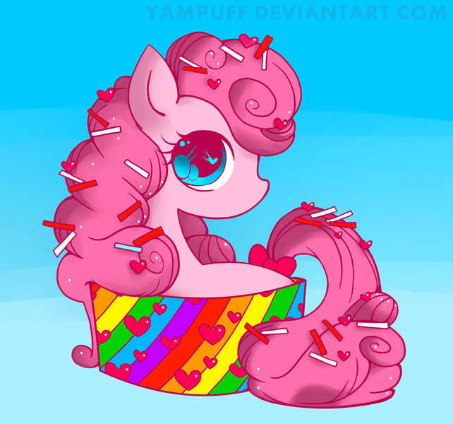 Size: 1476x1380 | Tagged: artist:princesslunafangirl, artist:yampuff, cupcake, derpibooru import, food, micro, pinkie pie, safe, sprinkles