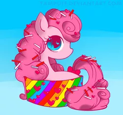 Size: 1476x1380 | Tagged: artist:princesslunafangirl, artist:yampuff, cupcake, derpibooru import, food, micro, pinkie pie, safe, sprinkles