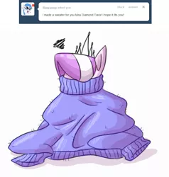 Size: 826x868 | Tagged: artist:secretgoombaman12345, ask, ask chubby diamond, clothes, derpibooru import, diamond tiara, fat, safe, sweater, tumblr