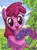 Size: 604x811 | Tagged: safe, artist:choedan-kal, derpibooru import, berry punch, berryshine, earth pony, pony, berrybetes, bush, cute, female, grapes, image, jpeg, mare, open mouth, open smile, outdoors, traditional art