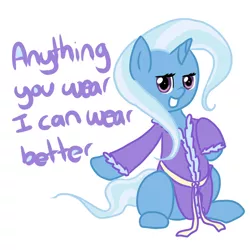 Size: 1000x1000 | Tagged: safe, artist:lourita-shine, derpibooru import, trixie, clothes, robe, smiling