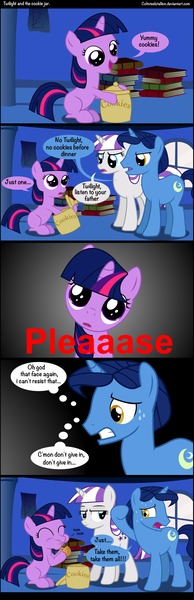 Size: 1000x3090 | Tagged: artist:coltsteelstallion, comic, cookie, cookie jar, cute, cutemail, derpibooru import, filly, food, night light, safe, tower of pimps, twiabetes, twilight sparkle, twilight stealing a cookie, twilight velvet, weapons-grade cute