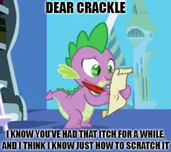 Size: 436x386 | Tagged: safe, derpibooru import, edit, edited screencap, screencap, spike, dragon, friendship is magic, caption, image macro, letter, male, quill, spike's love letters, tongue out