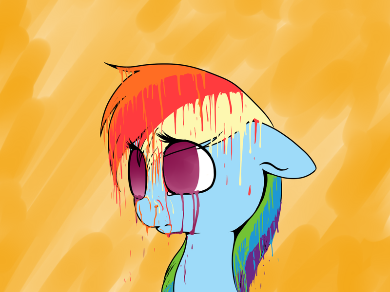 Size: 1400x1050 | Tagged: artist:yashathebasher, derpibooru import, melting, rainbow dash, safe