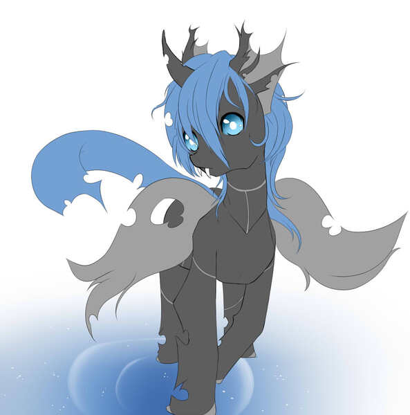 Size: 1000x1012 | Tagged: safe, derpibooru import, changeling queen oc, oc, oc:chatai, unofficial characters only, changeling, changeling queen, blue changeling, female, tumblr