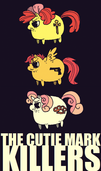 Size: 600x1012 | Tagged: apple bloom, artist:kicksatanout, cutie mark crusaders, derpibooru import, safe, scootaloo, sweetie belle