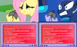 Size: 1126x690 | Tagged: safe, derpibooru import, fluttershy, princess luna, pony, gamer luna, chinese text, dutch, english, exploitable meme, french, gamer meme, gamershy, german, italian, japanese, korean, meme, obligatory pony, playstation 3, portuguese, red screen of death, russian, spanish, tv meme