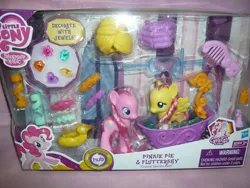 Size: 800x600 | Tagged: bath, brushable, bubble, comb, crystal empire, derpibooru import, fluttershy, hasbro, hubble, hub logo, irl, photo, pinkie pie, princess cadance, safe, shower, spoiler:s03, toy