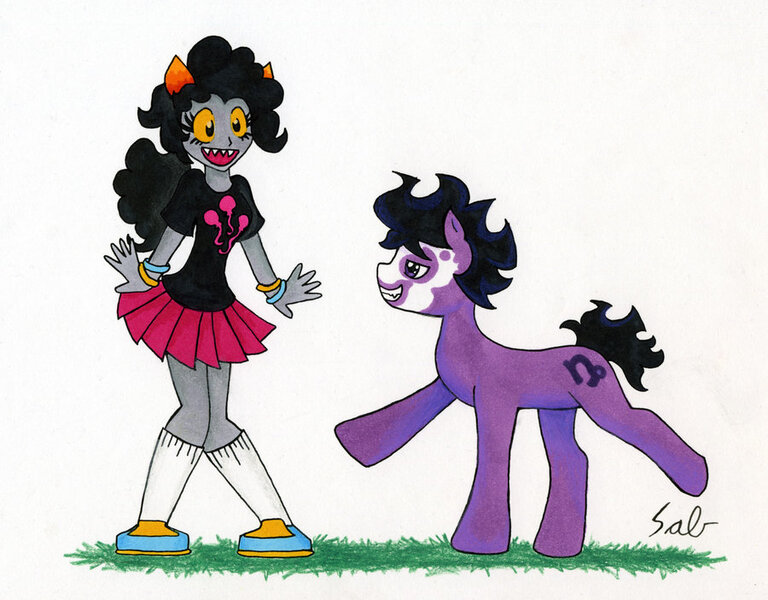 Size: 900x703 | Tagged: artist:goneko, crossover, derpibooru import, gamzee makara, homestuck, pinkie pie, ponified, safe, species swap, trollified