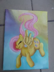 Size: 768x1024 | Tagged: artist:tea-bean, canvas, derpibooru import, fluttershy, oil painting, safe, traditional art