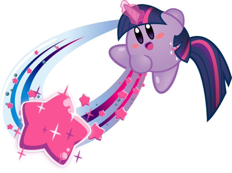 Size: 812x605 | Tagged: artist:jrk08004, crossover, derpibooru import, kirby, kirby (character), kirbyfied, kirby twilight, magic, nintendo, parody, safe, simple background, solo, species swap, stars, transparent background, twilight sparkle, video game