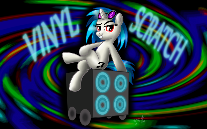 Size: 3200x2000 | Tagged: artist:aleximusprime, bass cannon, derpibooru import, high res, safe, solo, vinyl scratch