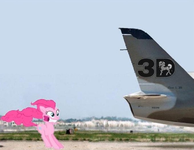 Size: 680x525 | Tagged: derpibooru import, jackass, pinkie pie, plane, safe, stunt