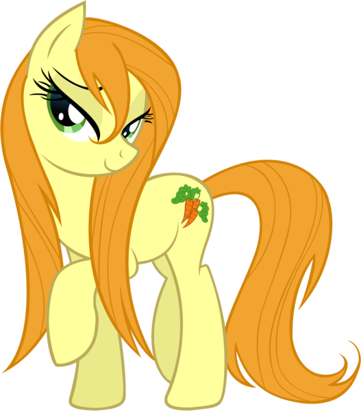 Size: 1000x1138 | Tagged: artist:draikjack, bedroom eyes, carrot top, derpibooru import, golden harvest, safe, simple background, solo, transparent background, vector, wet mane