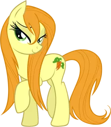 Size: 1000x1138 | Tagged: artist:draikjack, bedroom eyes, carrot top, derpibooru import, golden harvest, safe, simple background, solo, transparent background, vector, wet mane