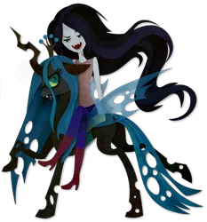 Size: 800x857 | Tagged: adventure time, artist:sleepwalks, crossover, derpibooru import, marceline, queen chrysalis, safe