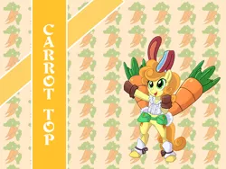 Size: 1600x1200 | Tagged: safe, artist:madmax, derpibooru import, carrot top, golden harvest, ponified, earth pony, pony, bipedal, carrot, clothes, costume, crossover, female, getsumen to heiki, mare, solo