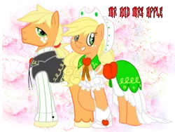 Size: 800x600 | Tagged: alternate hairstyle, applejack, applejack (male), applejacks (shipping), artist:anaxboo, bolo tie, boots, clothes, derpibooru import, dress, female, male, rule 63, safe, selfcest, self ponidox, shipping, straight, suit, wedding, wedding dress