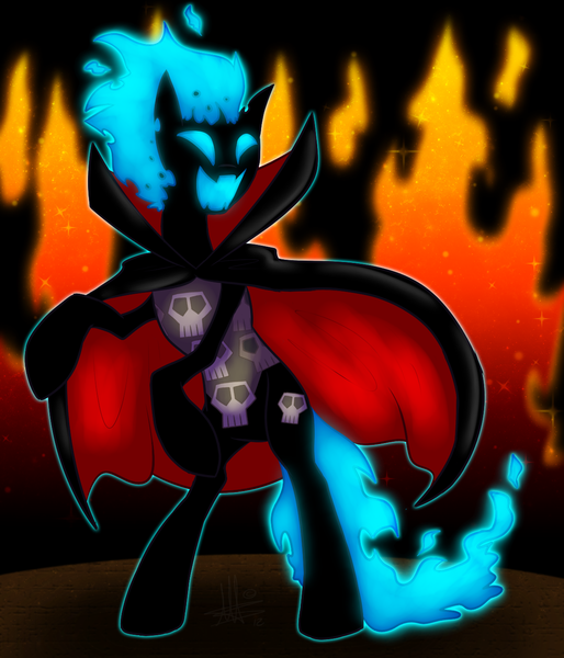 Size: 1194x1394 | Tagged: safe, artist:thepipefox, derpibooru import, ponified, demongo, samurai jack