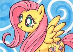 Size: 419x300 | Tagged: safe, artist:blightedangel, derpibooru import, fluttershy, pegasus, pony, female, signature, solo