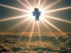 Size: 680x510 | Tagged: angel, beautiful, cloud, cloudy, crepuscular rays, derpibooru import, irl, majestic, photo, ponies in real life, rainbow dash, safe, solo, sunrise