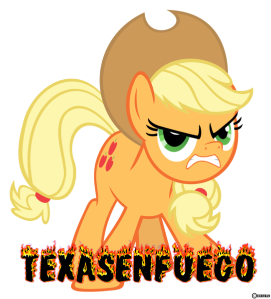 Size: 680x751 | Tagged: angry, applejack, artist:kuren247, caption, derpibooru import, fire, safe, simple background, the man they call ghost, transparent background, true capitalist radio, vector