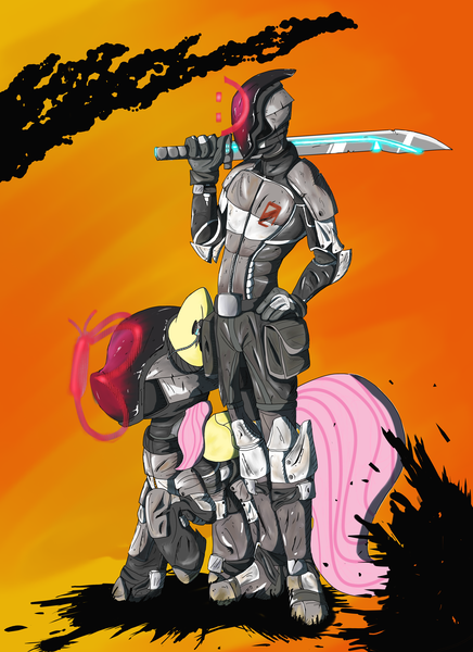 Size: 2906x4000 | Tagged: artist:steptrool, borderlands, borderlands 2, crossover, derpibooru import, fluttershy, safe, science fiction, zer0