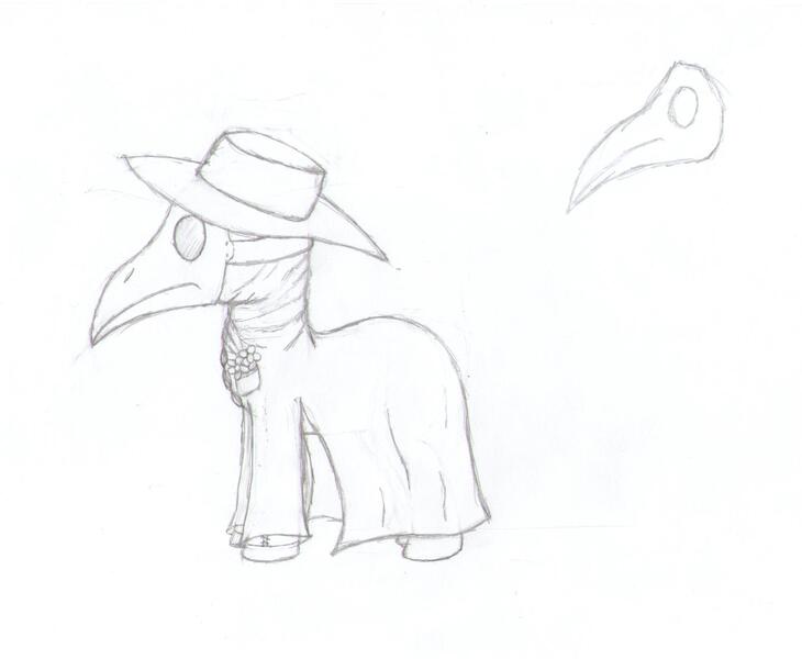 Size: 1344x1104 | Tagged: safe, artist:darkstarza, derpibooru import, oc, unofficial characters only, pony, cotton swodd, plague doctor, plague doctor mask