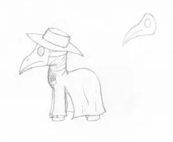 Size: 1344x1104 | Tagged: safe, artist:darkstarza, derpibooru import, oc, unofficial characters only, pony, cotton swodd, plague doctor, plague doctor mask