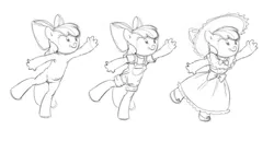 Size: 1280x658 | Tagged: anthro, apple bloom, artist:carnifex, clothes, derpibooru import, dress, monochrome, safe, traditional art