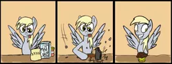 Size: 800x300 | Tagged: safe, artist:lostwolfen, derpibooru import, derpy hooves, pegasus, pony, comic, cooking, female, hammer, mare, muffin