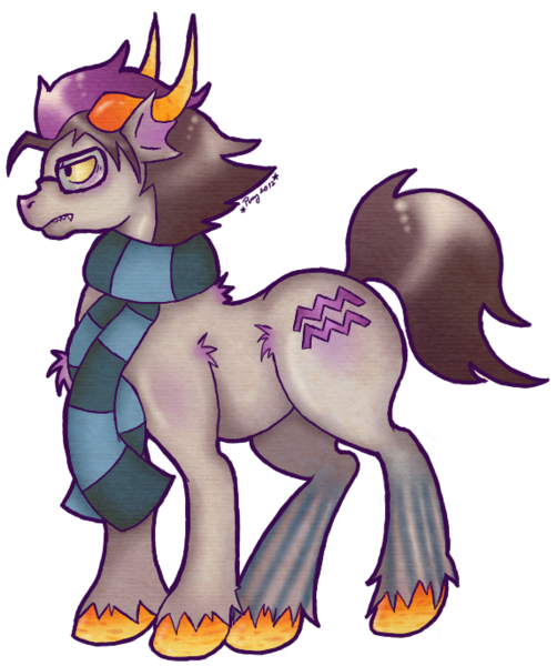 Size: 574x686 | Tagged: artist:pony-untastic, clothes, derpibooru import, eridan ampora, glasses, homestuck, ponified, safe, scarf, simple background, transparent background, unshorn fetlocks