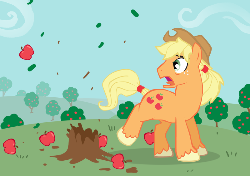 Size: 1240x874 | Tagged: applebucking, applejack, applejack (male), artist:trotsworth, derpibooru import, overkill, ponibooru import, rekt, rule 63, safe, solo, stronk