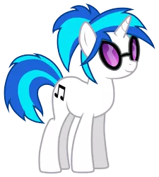 Size: 4507x5000 | Tagged: safe, artist:jennieoo, derpibooru import, vinyl scratch, pony, unicorn, absurd resolution, alternate hairstyle, cutie mark, female, hooves, horn, mare, ponytail, simple background, smiling, solo, sunglasses, transparent background, vector