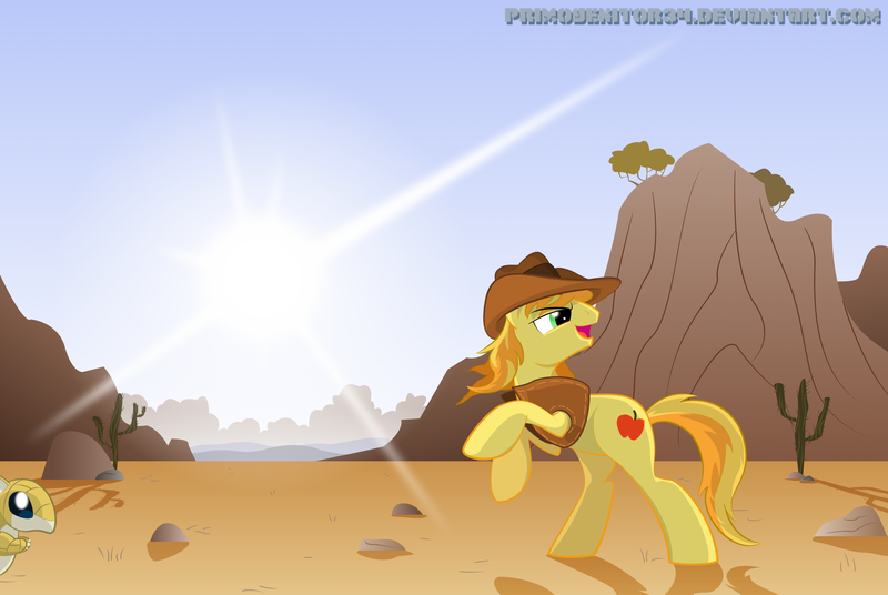 Size: 3030x2030 | Tagged: artist:primogenitor34, braeburn, crossover, derpibooru import, desert, high res, pokémon, safe, sandshrew