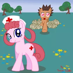 Size: 1000x1000 | Tagged: artist:animationfanatic, brock, crossover, derpibooru import, heart, heart eyes, nurse joy, pokémon, ponified, run, safe, this will end in jail time, this will end in tears, wingding eyes