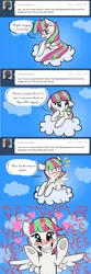 Size: 640x1918 | Tagged: safe, artist:indiefoxtail, derpibooru import, blossomforth, pegasus, pony, ask blossomforth, admirer, ask, background pony, blushing, cloud, comic, crush, cute, female, heart, love, mare, secret admirer, tumblr, underhoof, yes yes yes