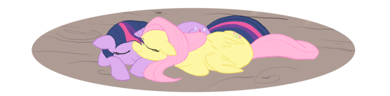 Size: 1600x396 | Tagged: artist:iraecoal, cuddling, derpibooru import, female, fluttershy, lesbian, safe, shipping, sleeping, twilight sparkle, twishy