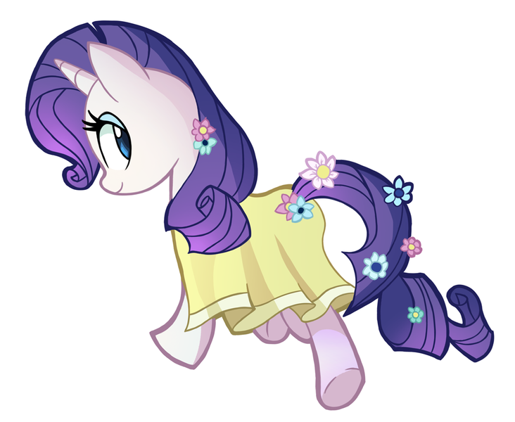 Size: 1058x867 | Tagged: artist:ric-m, clothes, derpibooru import, dress, flower, flower in tail, old version, rarity, safe, solo