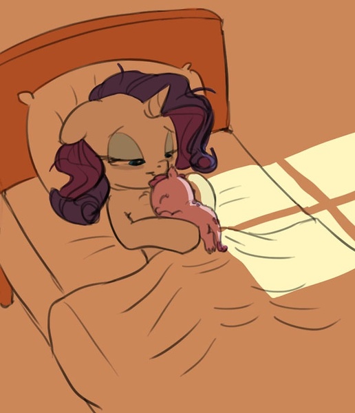 Size: 602x700 | Tagged: artist:carnifex, baby dracony, bed, derpibooru import, dracony, hybrid, interspecies offspring, newborn, oc, oc:lavender, offspring, parent:rarity, parent:spike, parents:sparity, rarity, safe
