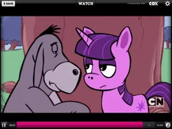 Size: 1024x768 | Tagged: adjustment burro, appearance, cameo, cartoon network, derpibooru import, eeyore, mad magazine, mad (tv series), pony cameo, pony reference, safe, shipping alert, twilight sparkle, twiyore, winnie the pooh