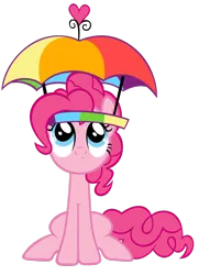 Size: 900x1242 | Tagged: safe, artist:are-you-jealous, derpibooru import, pinkie pie, earth pony, pony, feeling pinkie keen, hat, looking up, rainbow hat, simple background, solo, transparent background, umbrella hat, vector